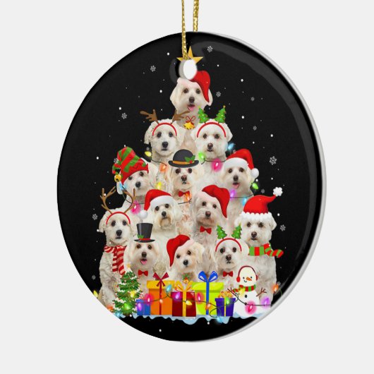 クリスマスパジャママルチーズツリークリスマスギフトドッグパパ セラミックオーナメント (左)