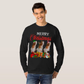 クリスマスパジャマモルモット恋人クリスマスツリーライト Tシャツ (正面フル)