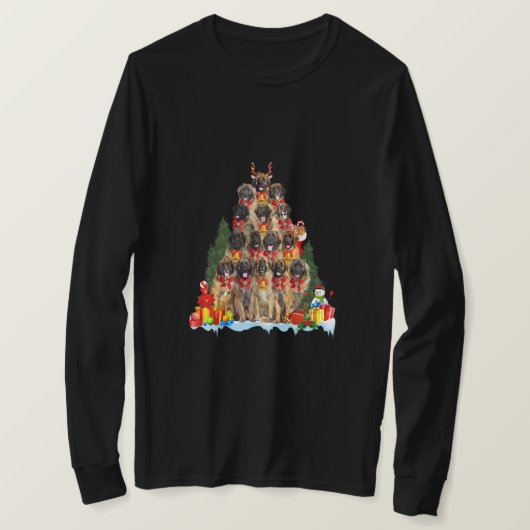 クリスマスパジャマレオンベルガークリスマスツリーギフトドッグダ Tシャツ (デザイン正面)