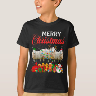 クリスマスパジャマ羊愛好家クリスマスツリーライトアニメーション Tシャツ