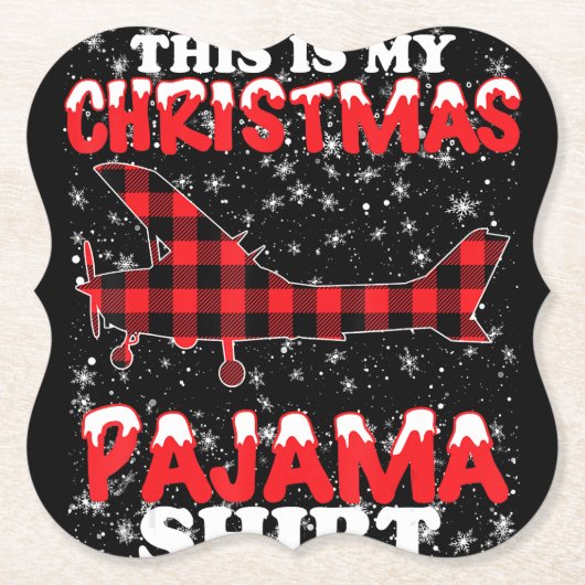 クリスマスパジャマ航空おもしろい計画ギフト ペーパーコースター (正面)