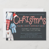 クリスマスパジャマ誕生日パーティーの招待状 招待状 (正面)