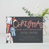 クリスマスパジャマ誕生日パーティーの招待状 招待状 (スタンド正面)