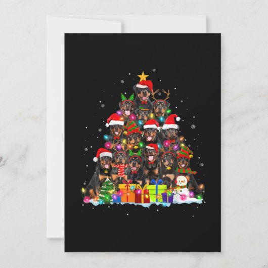 クリスマスパジャマ ロットワイラー ツリー クリスマス 犬 パパ ママ 招待状 (正面)