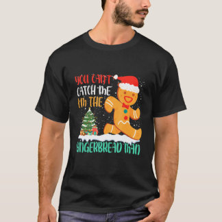 クリスマスパジャマ 僕はジンジャーブレッドマンだよ 捕まえられないよ Tシャツ