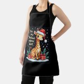 クリスマスパジャムに合うサンタハットを着たキリン エプロン (インサイチュ)