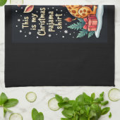 クリスマスパジャムに合うサンタハットを着たキリン キッチンタオル (折り畳み)