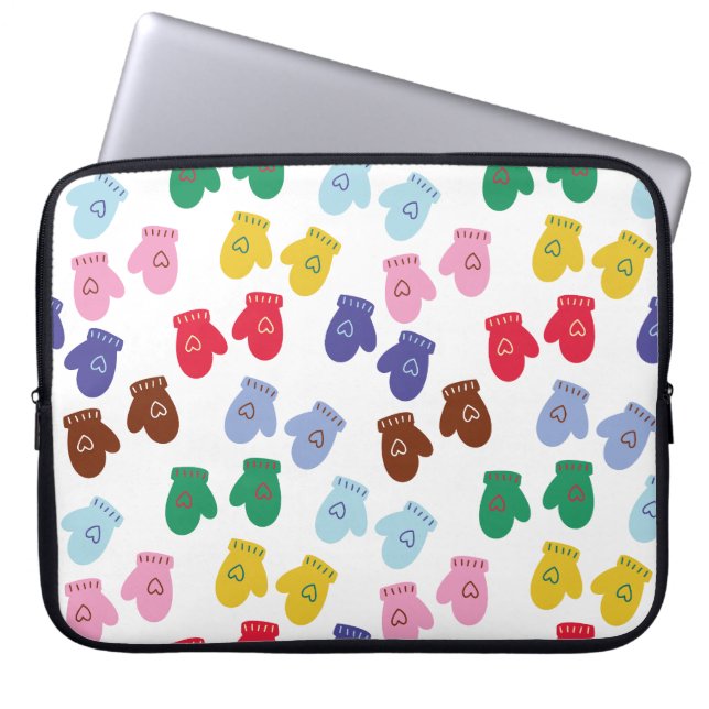 クリスマスパステルコージーウィンターグローブ ラップトップスリーブ (正面)