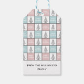 クリスマスパステルブルーとピンクのパタモダンーン ギフトタグ (正面)