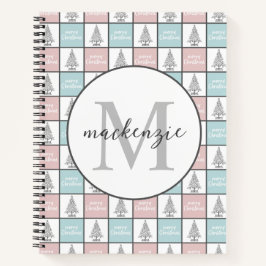 クリスマスパステルブルーとピンクのパタモダンーン ノートブック