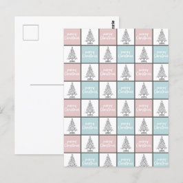 クリスマスパステルブルーとピンクのパタモダンーン ポストカード