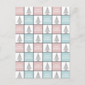 クリスマスパステルブルーとピンクのパタモダンーン ポストカード (正面)