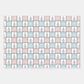 クリスマスパステルブルーとピンクのパタモダンーン ラッピングペーパーシート (正面)