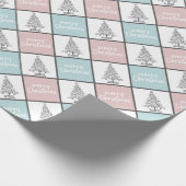 クリスマスパステルブルーとピンクのパタモダンーン ラッピングペーパー (角)