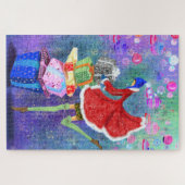 クリスマスパズルの女絵画の子 ジグソーパズル (横)