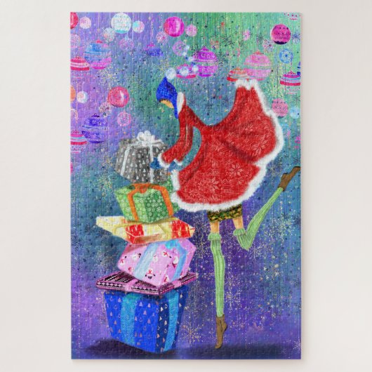 クリスマスパズルの女絵画の子 ジグソーパズル (縦)