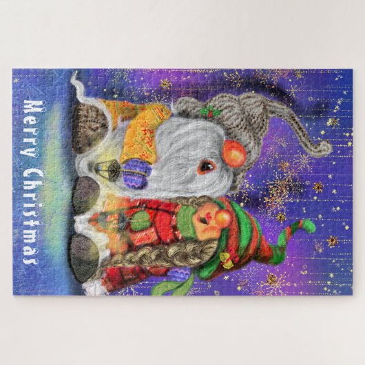 クリスマスパズルギフトと歌う格言家族 ジグソーパズル (横)