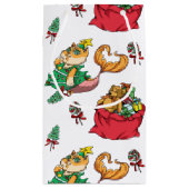 クリスマスパターおもしろいンのマーメイド猫 スモールペーパーバッグ (裏面)