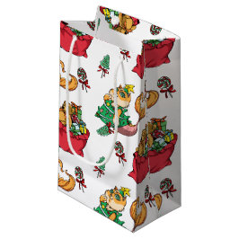クリスマスパターおもしろいンのマーメイド猫 スモールペーパーバッグ