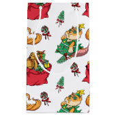 クリスマスパターおもしろいンのマーメイド猫 スモールペーパーバッグ (正面)