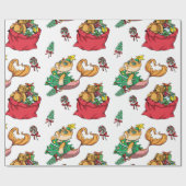 クリスマスパターおもしろいンのマーメイド猫 ラッピングペーパー (フラット)