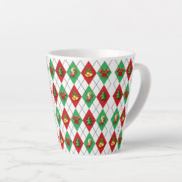 クリスマスパターアーガイルンレトロホリデイ カフェラテマグ
