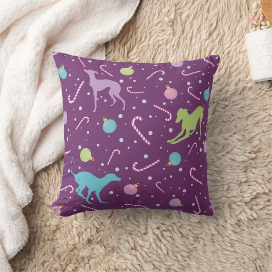 クリスマスパターイタリアンンGreyhound Dogシルエット クッション (ブランケット)