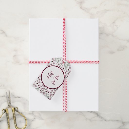 クリスマスパタークラシックンの赤と緑 ギフトタグ (より糸付き)