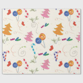 クリスマスパターンかわいい甘いお菓子 ラッピングペーパー (フラット)