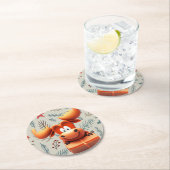 クリスマスパターンにギフトをあげた漫画のムース ラウンドペーパーコースター (インサイチュ)