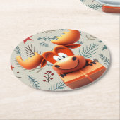 クリスマスパターンにギフトをあげた漫画のムース ラウンドペーパーコースター (アングル)