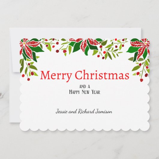 クリスマスパターンに署名と挨拶を追加 シーズンカード (裏面)