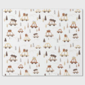 クリスマスパターンに車で家に帰る ラッピングペーパー (フラット)