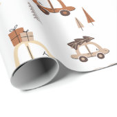 クリスマスパターンに車で家に帰る ラッピングペーパー (ロールコーナー)