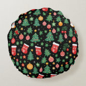 クリスマスパターンのクッション ラウンドクッション (裏面)