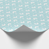 クリスマスパターンのホーリープラントと雪 ラッピングペーパー (角)