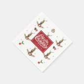 クリスマスパターンの鹿パーソナライズされた会社 スタンダードカクテルナプキン (角)
