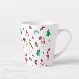 クリスマスパターンアイコンサンタクロースツリーギフト カフェラテマグ