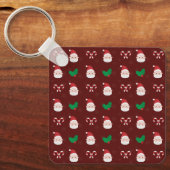 クリスマスパターンアルミスクエアキーチェーン キーホルダー (正面)