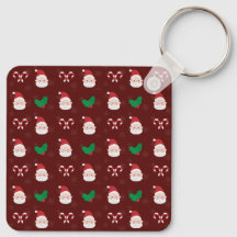 クリスマスパターンアルミスクエアキーチェーン