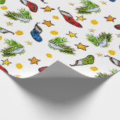 クリスマスパターンオーナメント墨汁 ラッピングペーパー (角)