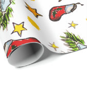 クリスマスパターンオーナメント墨汁 ラッピングペーパー (ロールコーナー)