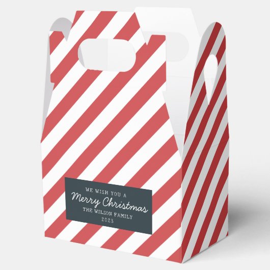 クリスマスパターンクリスマスギフトレッドストライプの フェイバーボックス (オープン)