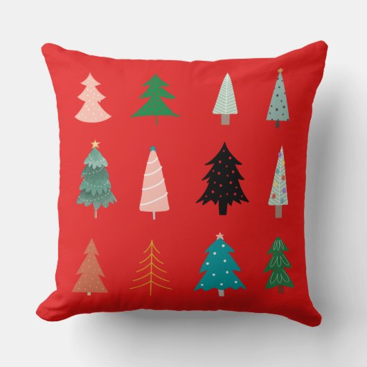クリスマスパターングリーンブルーピンクと赤クラシック クッション (正面)