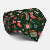 クリスマスパターングリーン ネクタイ (ロール)