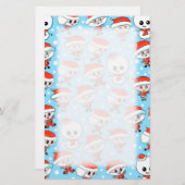 クリスマスパターンサンタとブルーの雪だるま。 便箋 (正面/裏面)