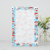 クリスマスパターンサンタとブルーの雪だるま。 便箋 (スタンド正面)