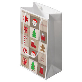 クリスマスパターンスモール抱き枕 – ベージュ スモールペーパーバッグ