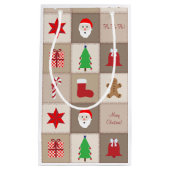 クリスマスパターンスモール抱き枕 – ベージュ スモールペーパーバッグ (正面)