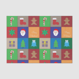 クリスマスパターンティッシュペーパー- カラフル 薄葉紙